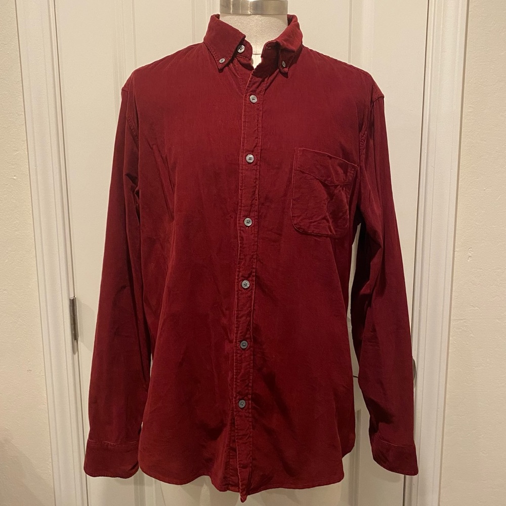 J. Crew Men's Red Casual Button Down Shirt